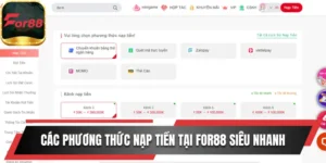 Các phương thức nạp tiền tại For88
