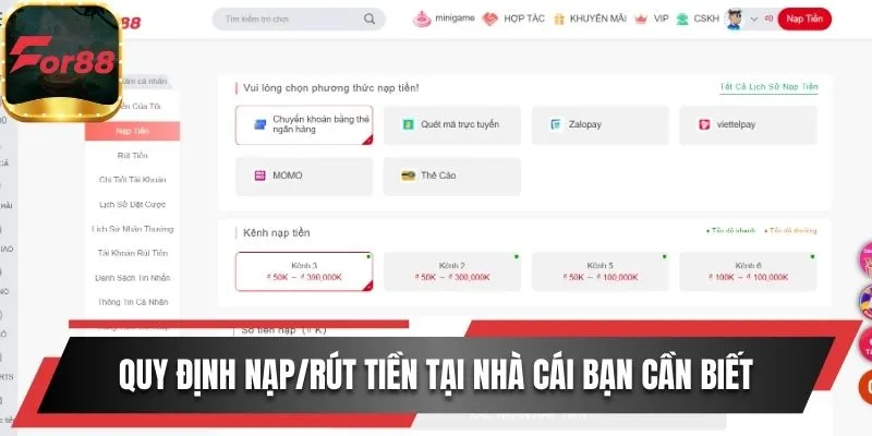 Quy định nạp/rút tiền tại nhà cái bạn cần biết